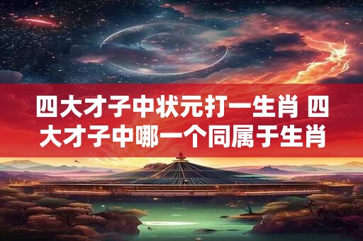 四大才子中状元打一生肖 四大才子中哪一个同属于生肖状元