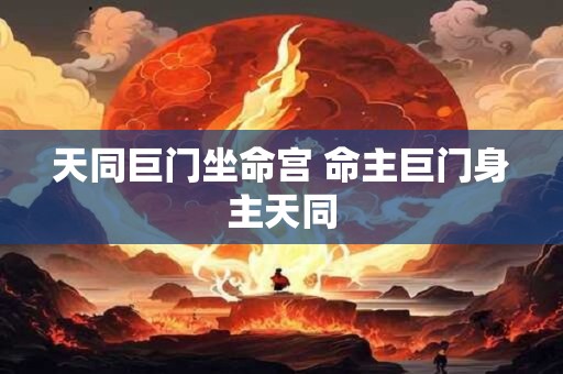 天同巨门坐命宫 命主巨门身主天同 天同巨门坐命宫 命主巨门身主天同