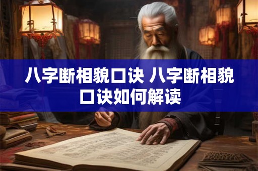 八字断相貌口诀 八字断相貌口诀如何解读