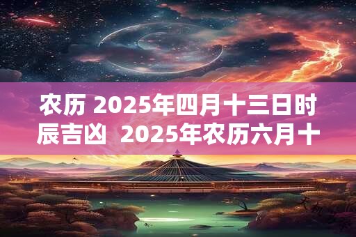 农历 2025年四月十三日时辰吉凶  2025年农历六月十五时辰吉凶