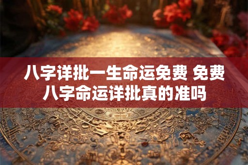 八字详批一生命运免费 免费八字命运详批真的准吗