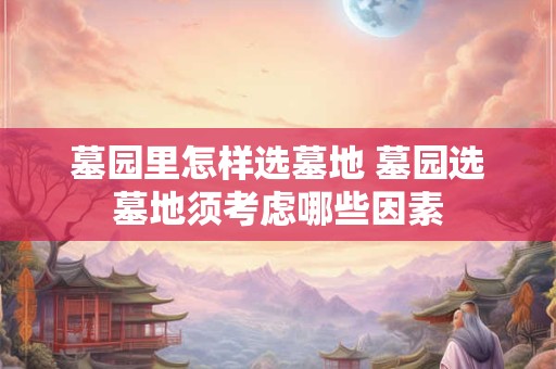 墓园里怎样选墓地 墓园选墓地须考虑哪些因素