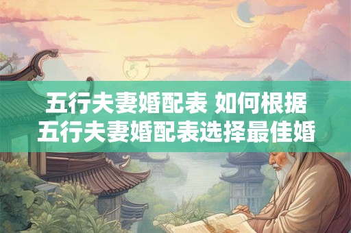 五行夫妻婚配表 如何根据五行夫妻婚配表选择最佳婚配