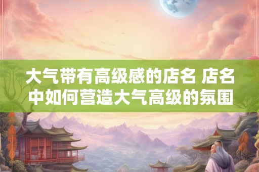 大气带有高级感的店名 店名中如何营造大气高级的氛围