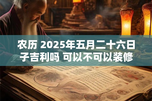 农历 2026年五月二十六日子吉利吗 可以不可以装修动土