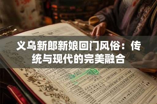 义乌新郎新娘回门风俗：传统与现代的完美融合