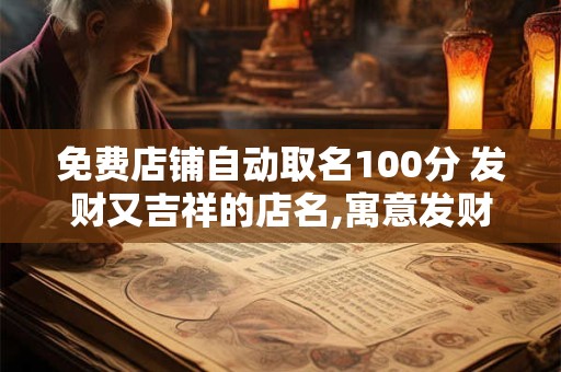 免费店铺自动取名100分 发财又吉祥的店名,寓意发财的名字
