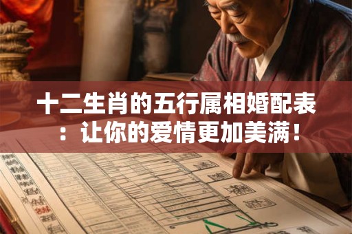 十二生肖的五行属相婚配表：让你的爱情更加美满！