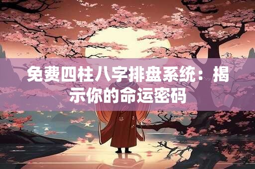 免费四柱八字排盘系统：揭示你的命运密码