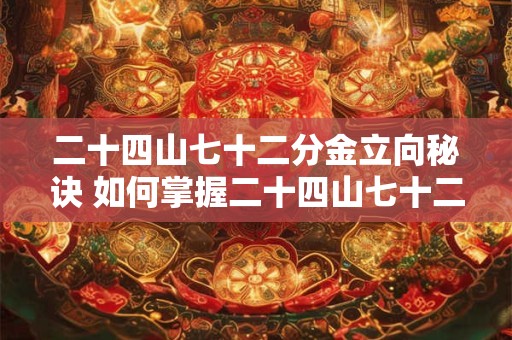 二十四山七十二分金立向秘诀 如何掌握二十四山七十二分金立向秘诀