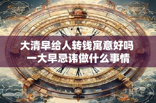 大清早给人转钱寓意好吗 一大早忌讳做什么事情