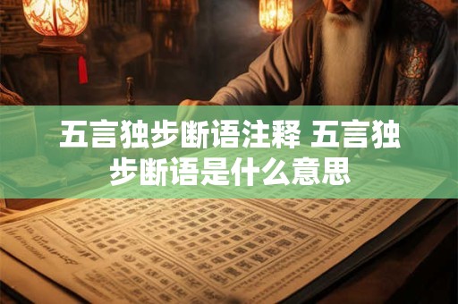 五言独步断语注释 五言独步断语是什么意思