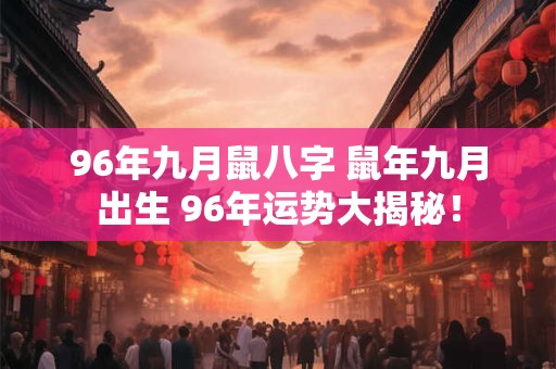 96年九月鼠八字 鼠年九月出生 96年运势大揭秘！