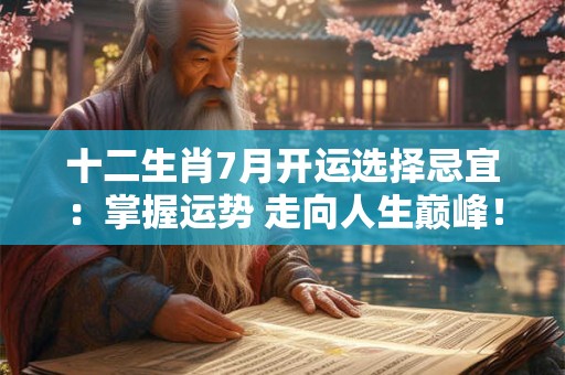 十二生肖7月开运选择忌宜：掌握运势 走向人生巅峰！