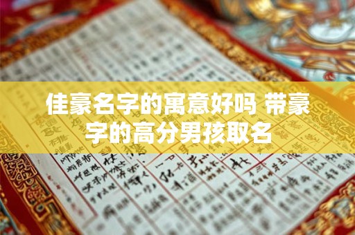 佳豪名字的寓意好吗 带豪字的高分男孩取名
