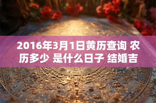 2016年3月1日黄历查询 农历多少 是什么日子 结婚吉时 2016年3月1日黄历查询 农历多少 是什么日子 结婚吉时