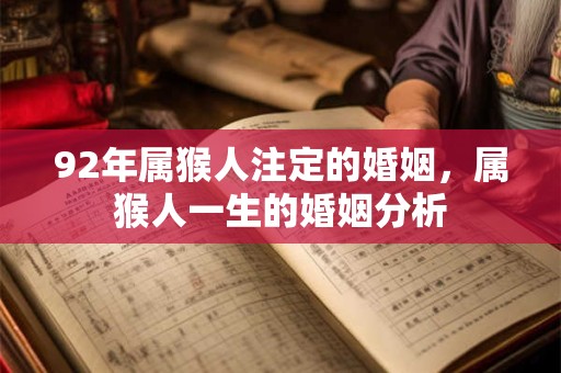 92年属猴人注定的婚姻，属猴人一生的婚姻分析