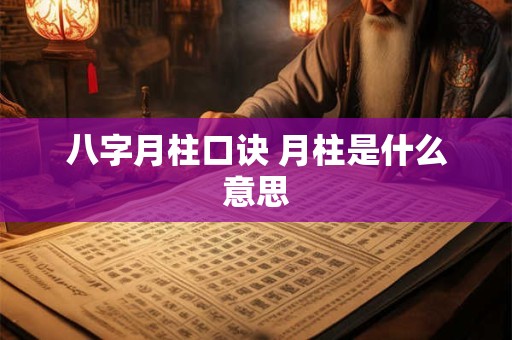 八字月柱口诀 月柱是什么意思 八字月柱口诀 月柱是什么意思
