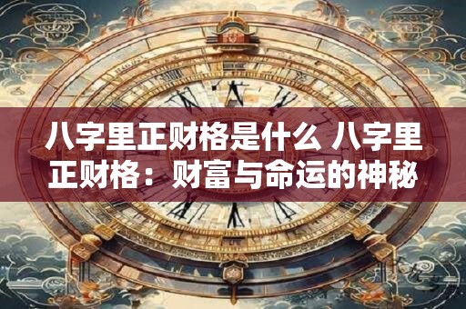 八字里正财格是什么 八字里正财格：财富与命运的神秘交织