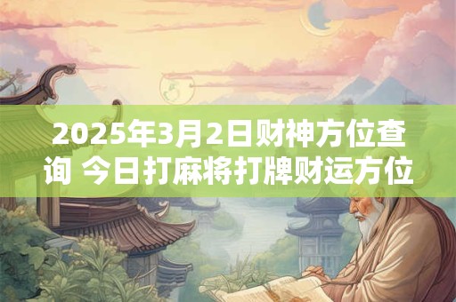 2025年3月2日财神方位查询 今日打麻将打牌财运方位