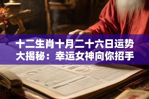 十二生肖十月二十六日运势大揭秘：幸运女神向你招手！