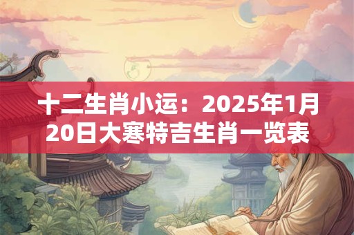 十二生肖小运：2025年1月20日大寒特吉生肖一览表