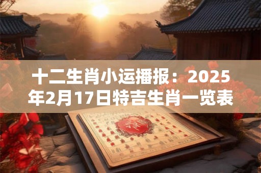 十二生肖小运播报：2025年2月17日特吉生肖一览表