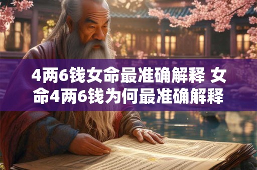 4两6钱女命最准确解释 女命4两6钱为何最准确解释 4两6钱女命最准确解释 女命4两6钱为何最准确解释