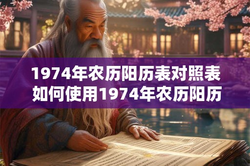 1974年农历阳历表对照表 如何使用1974年农历阳历表对照表
