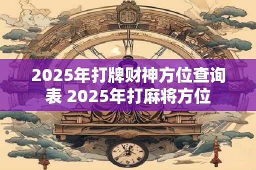 2025年打牌财神方位查询表 2025年打麻将方位