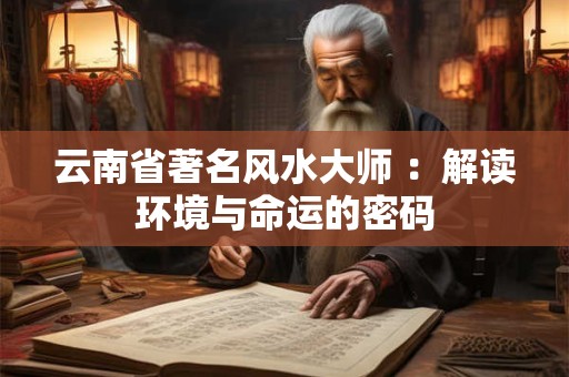 云南省著名风水大师 ：解读环境与命运的密码
