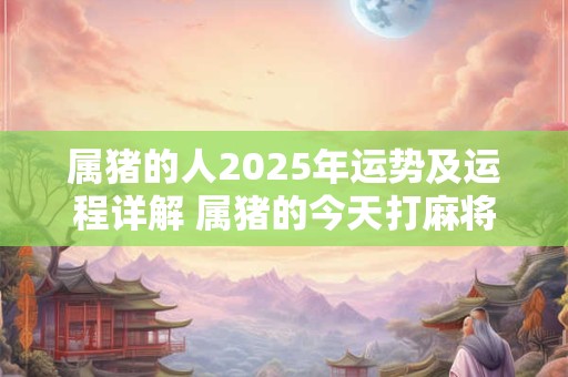属猪的人2025年运势及运程详解 属猪的今天打麻将运气如何