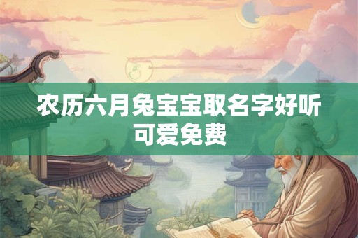 农历六月兔宝宝取名字好听可爱免费