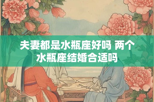 夫妻都是水瓶座好吗 两个水瓶座结婚合适吗