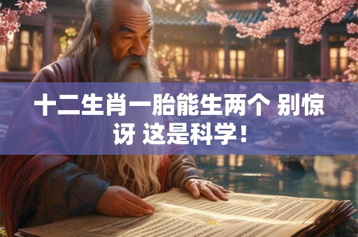 十二生肖一胎能生两个 别惊讶 这是科学！