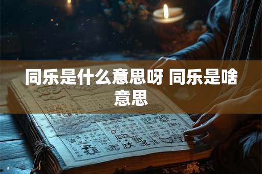同乐是什么意思呀 同乐是啥意思