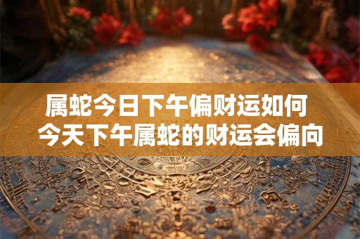 属蛇今日下午偏财运如何 今天下午属蛇的财运会偏向於好吗