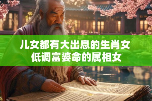 儿女都有大出息的生肖女 低调富婆命的属相女
