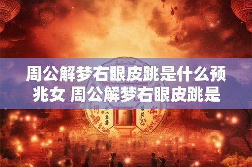 周公解梦右眼皮跳是什么预兆女 周公解梦右眼皮跳是什么预兆