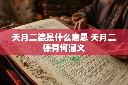 天月二德是什么意思 天月二德有何涵义