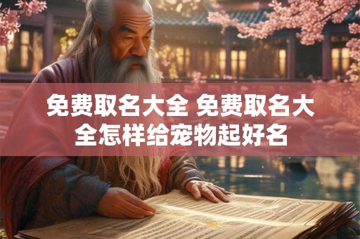 免费取名大全 免费取名大全怎样给宠物起好名
