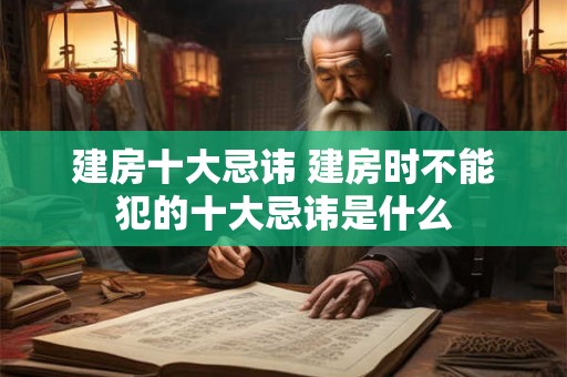 建房十大忌讳 建房时不能犯的十大忌讳是什么