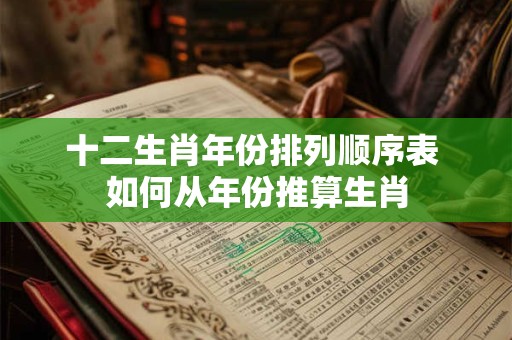 十二生肖年份排列顺序表 如何从年份推算生肖