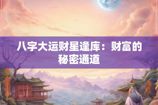 八字大运财星逢库：财富的秘密通道