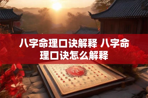 八字命理口诀解释 八字命理口诀怎么解释