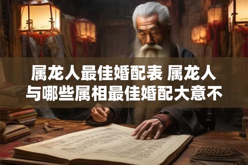 属龙人最佳婚配表 属龙人与哪些属相最佳婚配大意不变