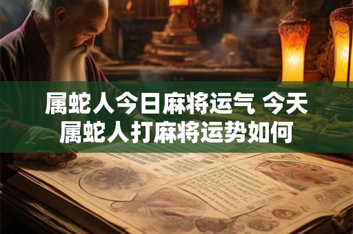 属蛇人今日麻将运气 今天属蛇人打麻将运势如何