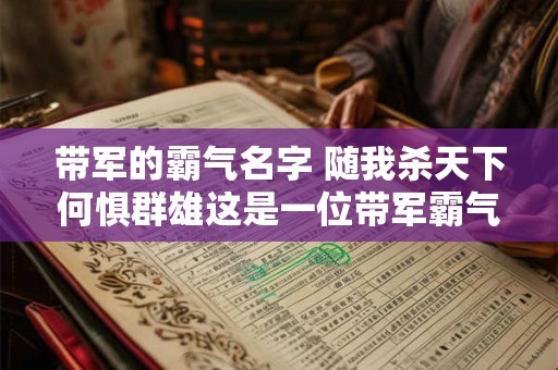 带军的霸气名字 随我杀天下何惧群雄这是一位带军霸气的将军吗