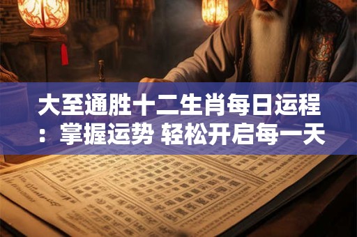 大至通胜十二生肖每日运程：掌握运势 轻松开启每一天！