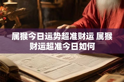 属猴今日运势超准财运 属猴财运超准今日如何